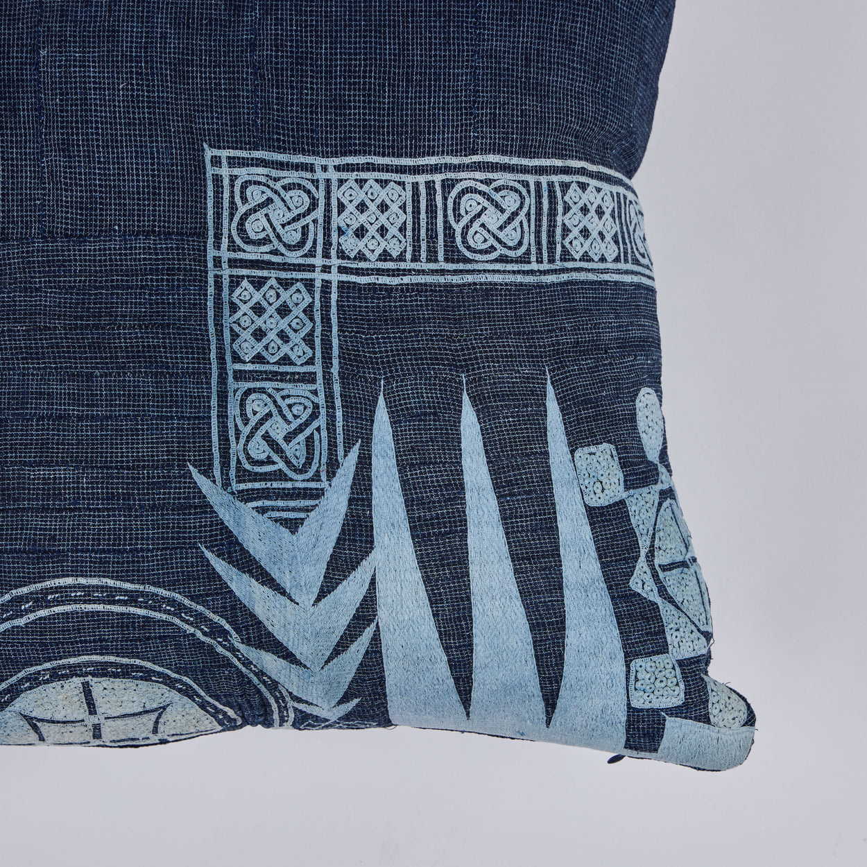 African Embroidery Pillow<br />Indigo III