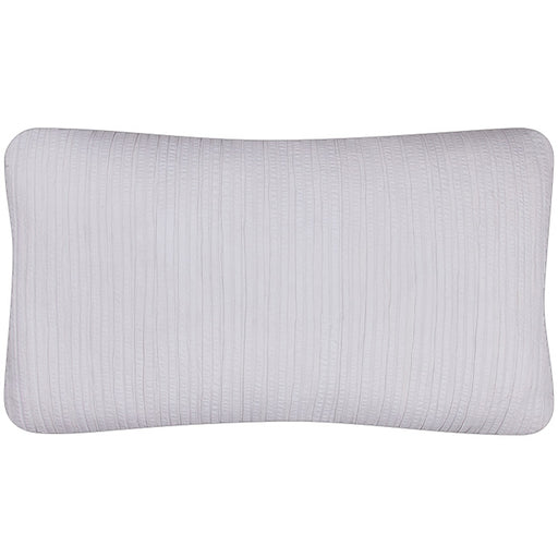 African Pin Tuck Pillow. Pin tuck white cotton work from Nigeria. White canvas back, invisible zipper closure and feather and down fill. Two available. 17" x 29"