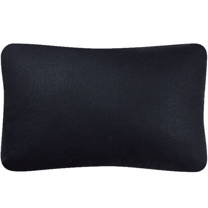 (BLACK LINEN BACK) Banjara Pillow Fine Weave. Striped hand woven Banjara textile. Made in Gujarat State in India. Black linen back. Invisible zipper closure, feather and down fill. 17" x 26"