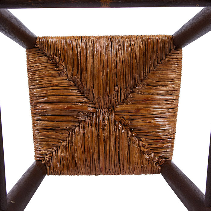 (CHAIR SEAT DETAIL) Early American Child's High Chair. Late 18th C. chair with original finish and replaced cane seat.