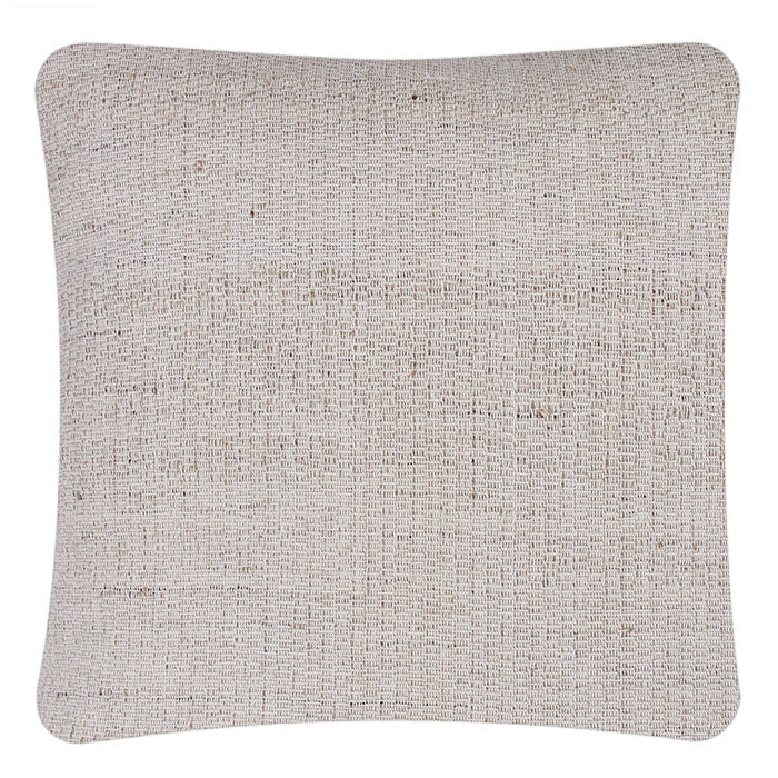 Basket Ivory Pillow by Neeru Kumar, featuring handwoven designer textiles from India. Double-sided with Tabby fabric and invisible zipper closure. Filled with feather and down.