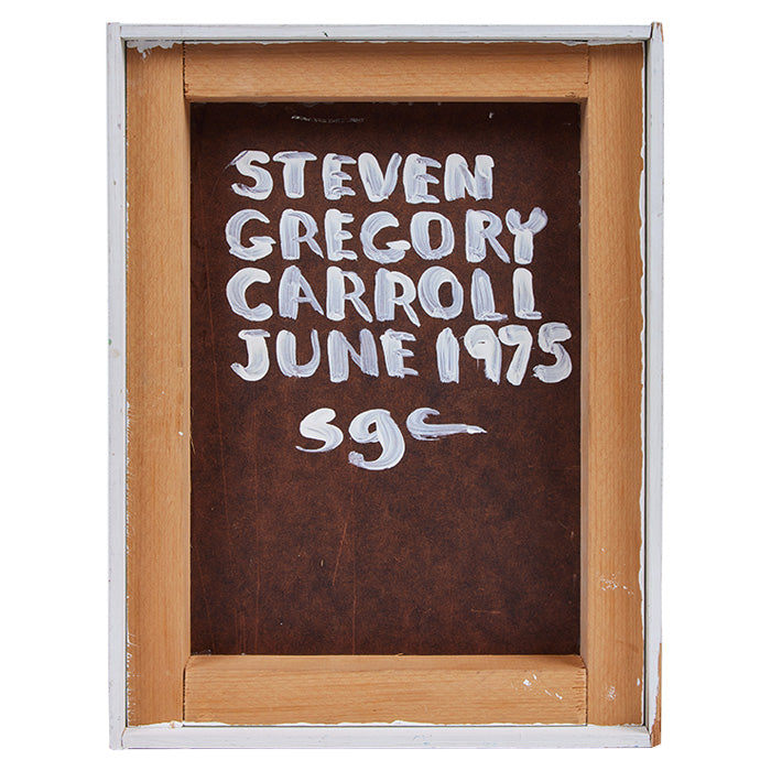 (BACK SIGNATURE AND MOUNT DETAIL) Oil on Board by Steven Gregory Carroll. Signature bottom right. Original box frame.