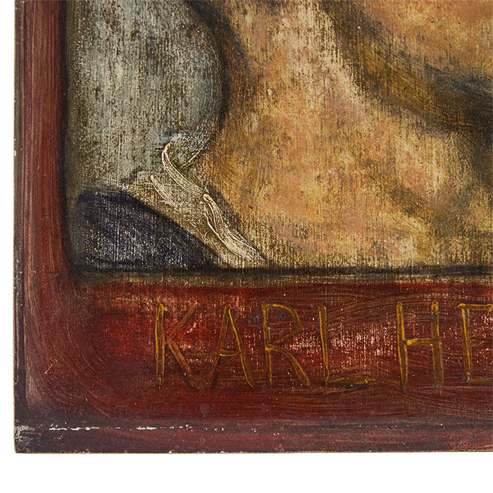 (LEFT BOTTOM CORNER) Oil Painting Portrait by C. Grano of a German schoolboy, Early 20th Century