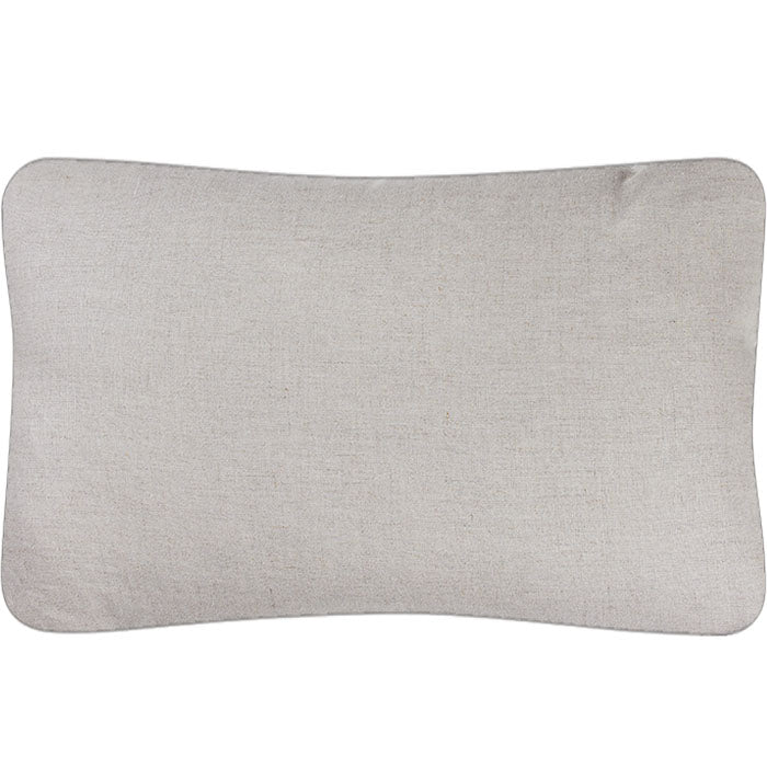 (LINEN BACK) Mexican Gray on White Otomi Embroidery Pillow I. Mexican Otomi embroidery pillow. Gray floss thread on white cotton. Natural linen back, feather and down fill with invisible zipper closure. 15" x 23"