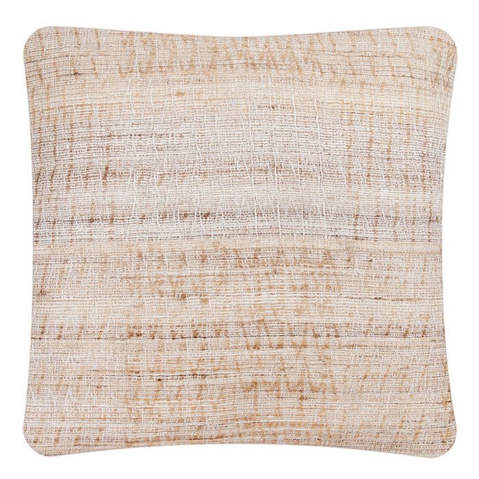 Throw Pillow, Tree Natural - Linen & Tussar Silk, Fabric Handwoven by Neeru Kumar Studio in India. Exclusive to Pat McGann. Natural linen back. Invisible zipper closure. Custom sizes available. Yardage available.