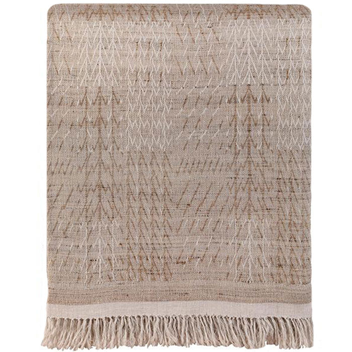 Bedcover Tree Natural, Linen & Raw Silk. Handwoven Designer Textile from India. H 115 in. x W 88 in. H 292 cm x W 224 cm.