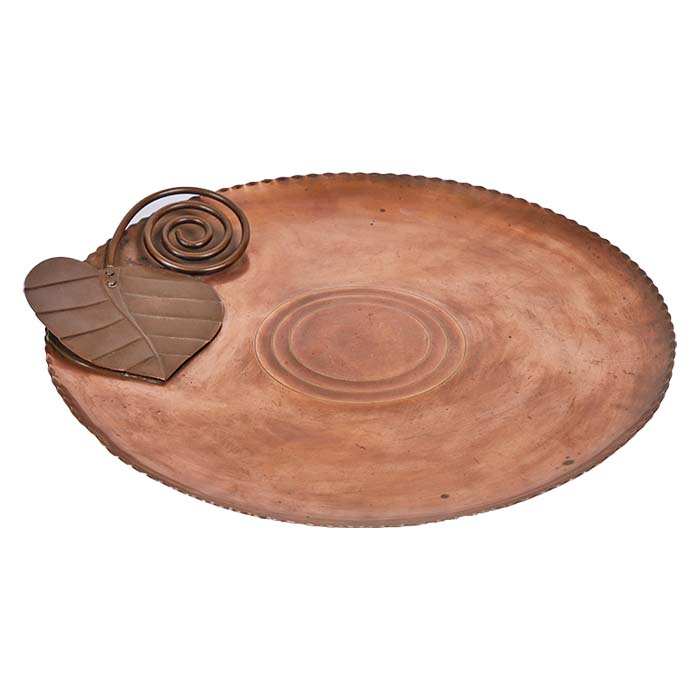 Francisco Rebari, Copper Charger. Noted Mid-century Mexican coppersmith. Signature on face, hook for hanging on the back. 18" diameter