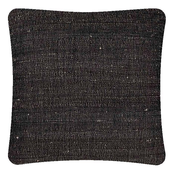 Decorative Pillow, Window Weave Black, Cotton & Tussar Silk. Handwoven Designer Textiles from India. Black Tabby back. Invisible zipper closure. 18" x 18" different sizes available.