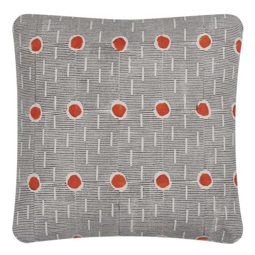 Decorative Pillow. Hand Block Print Linen Pillow. Contemporary block printed linen pillow with red detail. Natural linen back. Invisible zipper closure, feather and down fill. Two available. 18" x 18".