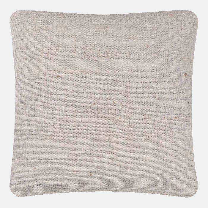 (BACK) Decorative Pillow, Window Weave Ivory, Cotton & Tussar Silk. Handwoven Designer Textiles from India. Natural linen back. Invisible zipper closure. 18" x 18" different sizes available.