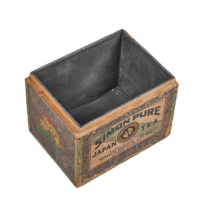 (DETAILS INSIDE) japanese-tea-box-midcentury-original Japanese Tea Box. Mid century tea box with most of it's original paper and tin lining (for storage). 15" x 11.5" x 11.5
