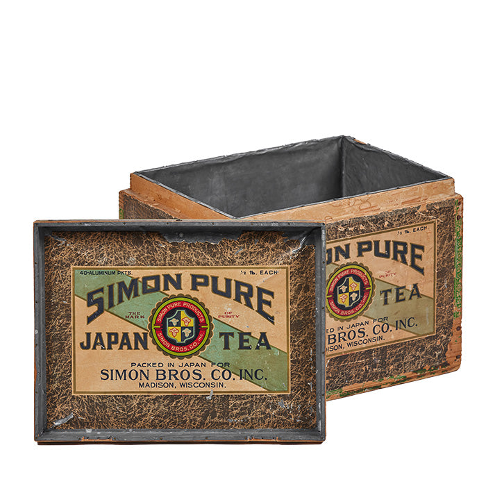 (INSIDE MARK) japanese-tea-box-midcentury-original Japanese Tea Box. Mid century tea box with most of it's original paper and tin lining (for storage). 15" x 11.5" x 11.5