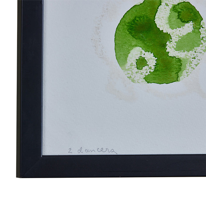 (TITLE) Watercolor, Graphite and Crayon. Mixed media "Two Dancers". Signed ahr. Contemporary Frame. 16" x 21"