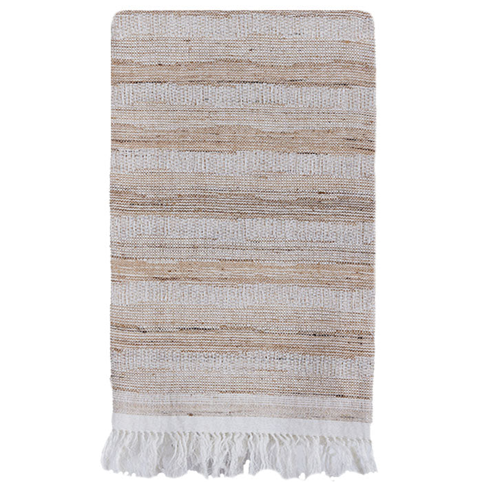 Throw<br />TD Stripe Ivory<br />Linen & Tussar Silk
