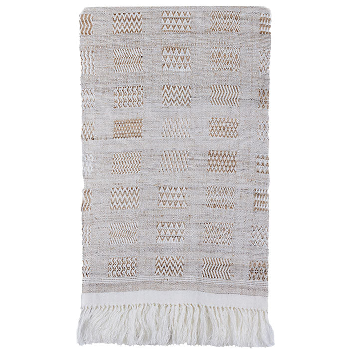 Throw<br />Window Weave Ivory<br />Linen & Tussar Silk