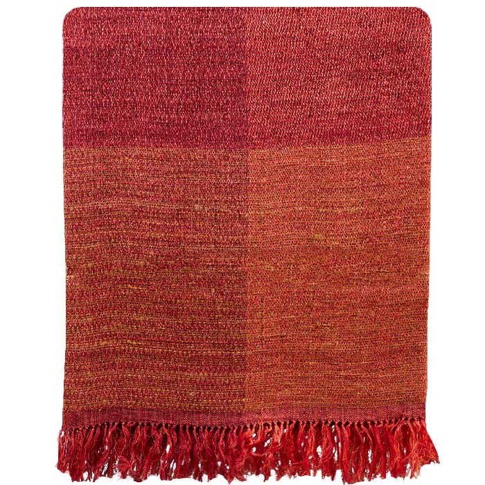Red Petal Bedcover made with linen and raw silk, handwoven by Neeru Kumar, a designer textile from India exclusive to Pat McGann. Measures 115” H x 88” W (sizes vary slightly).