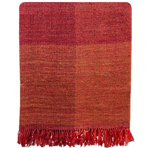 Red Petal Bedcover made with linen and raw silk, handwoven by Neeru Kumar, a designer textile from India exclusive to Pat McGann. Measures 115” H x 88” W (sizes vary slightly).