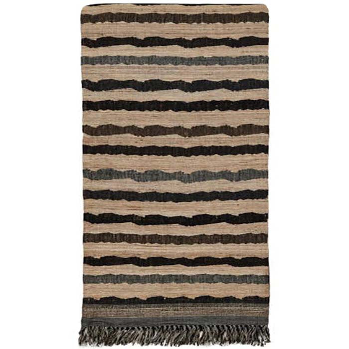 Throw<br /> Ocean Stripe Charcoal<br />Wool & Tussar Silk
