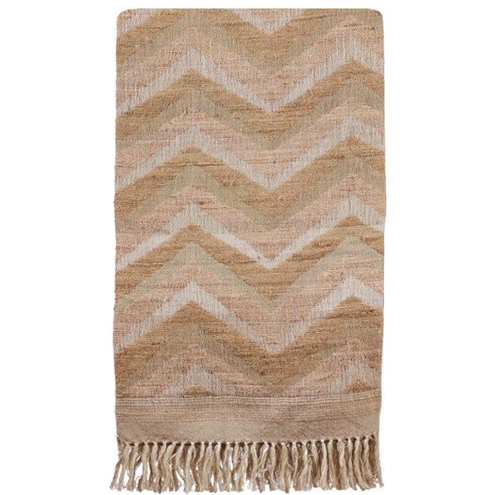 Throw Zig Zag Wool & Raw Silk, handwoven fabric from Neeru Kumar Studio in India. Measures 70" x 50". Sizes may vary slightly.