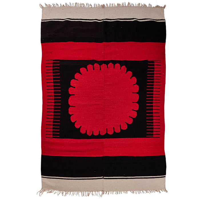 Mid-Century Oaxacan Serape. Vintage Mexican weaving. Hand woven with hand spun wool. 70" x 51"