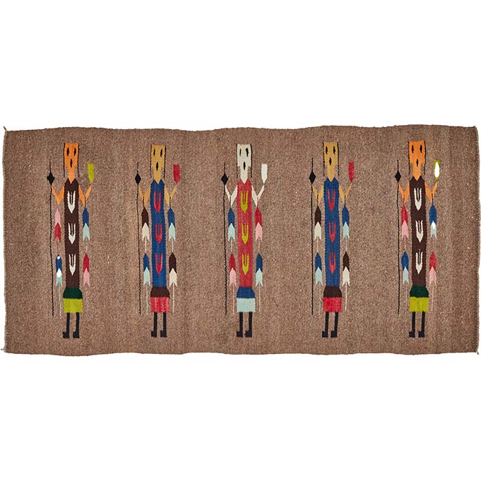 Yeibichai Navajo Rug. Vintage hand woven flat woven tribal rug. 29" x 61"
