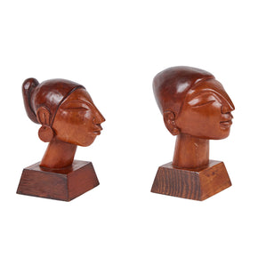 Pair of Cuban<br>Carved Wood Heads.