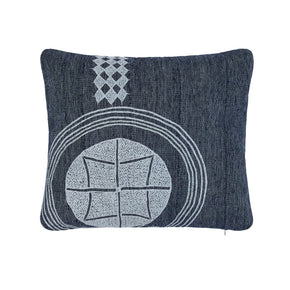 African Embroidery<br /> Pillow Indigo II