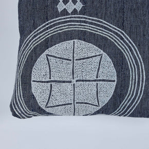 African Embroidery<br /> Pillow Indigo II