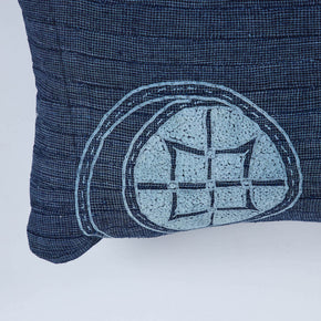 African Embroidery<br /> Pillow Indigo III