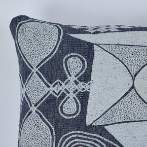 African Embroidery<br /> Pillow Indigo IV