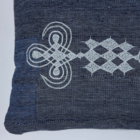 African Embroidery<br /> Pillow Indigo V