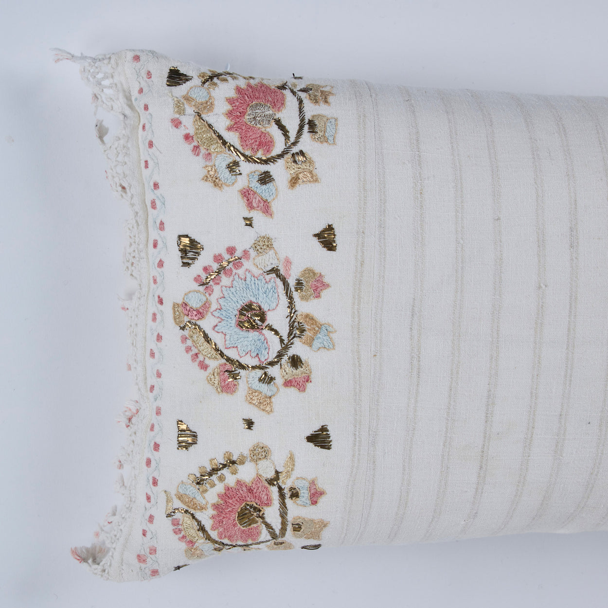 Antique Ottoman Embroidery<br /> Bolster Pillow