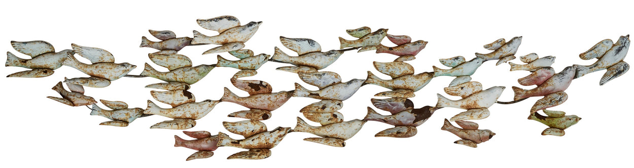 Distressed Metal Birds in Flight <br />Wall Sculpture