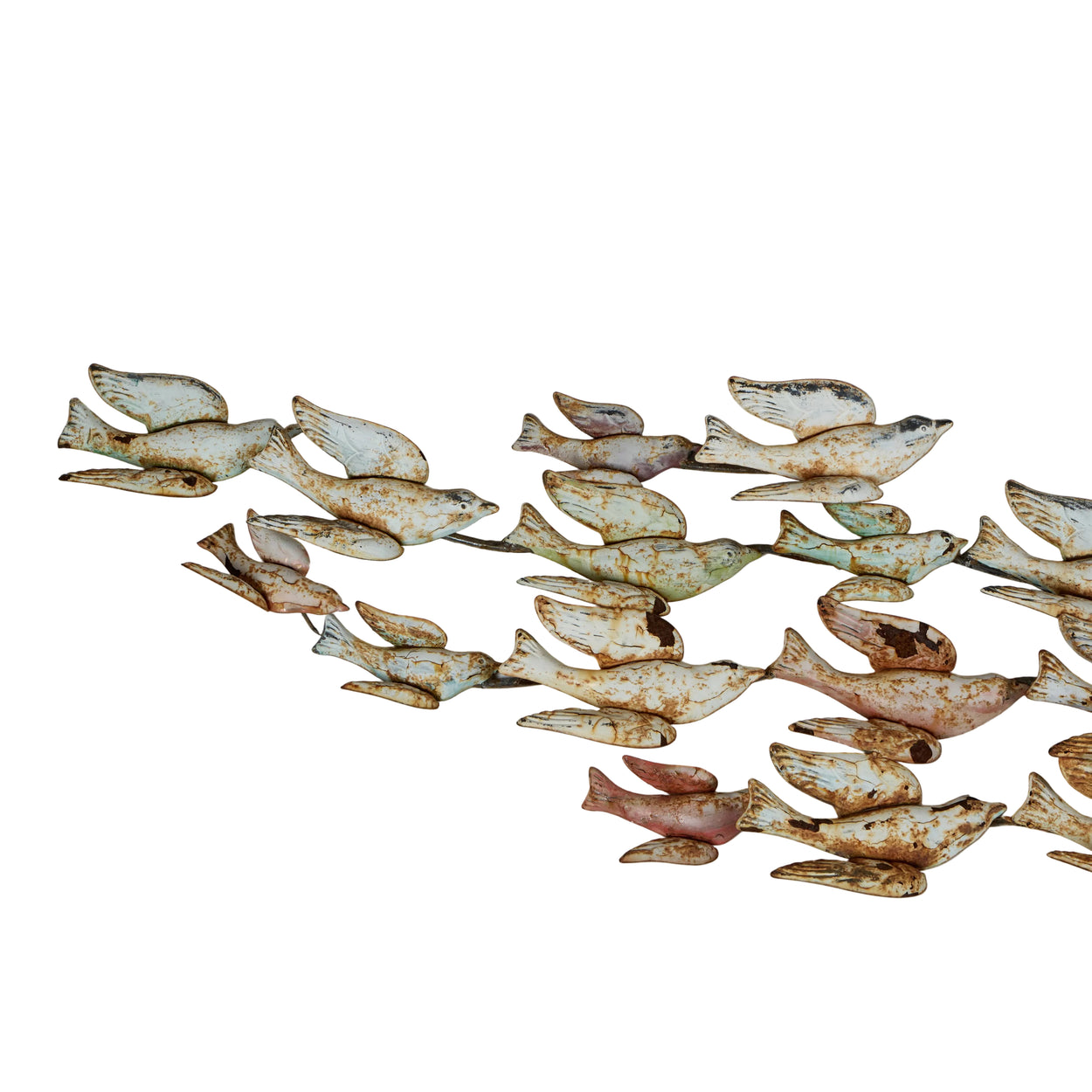 Distressed Metal Birds in Flight <br />Wall Sculpture