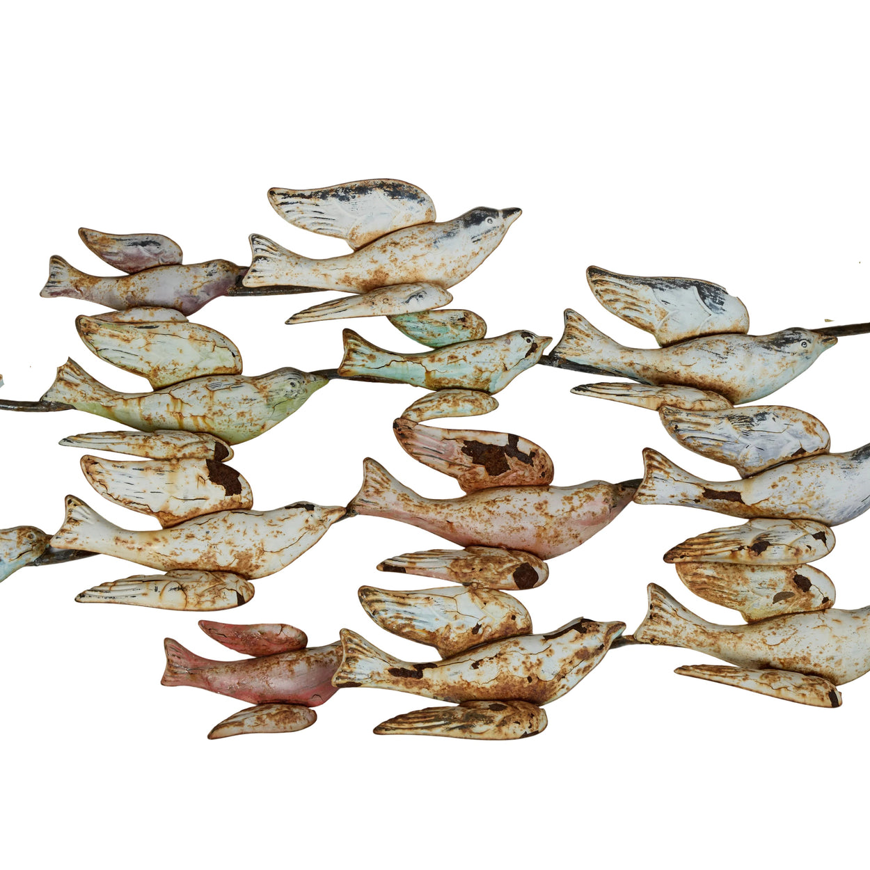 Distressed Metal Birds in Flight <br />Wall Sculpture