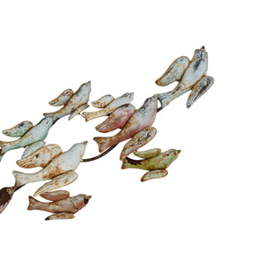 Distressed Metal Birds in Flight <br />Wall Sculpture