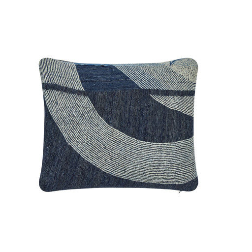 African Embroidery Indigo<br /> Cotton Pillow II