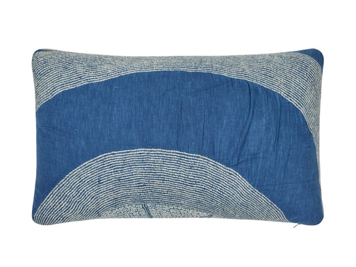 African Embroidery Indigo<br /> Cotton Pillow III