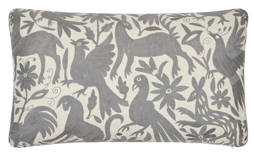Mexican Gray on White <br />Otomi Embroidery Pillow II