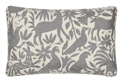 Mexican Gray on White <br />Otomi Embroidery Pillow III