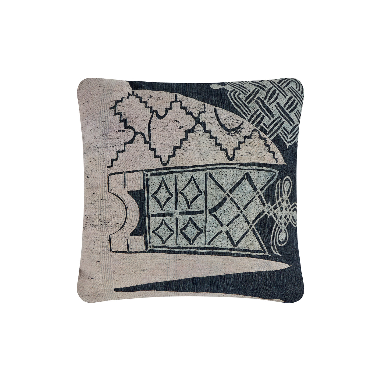 African Embroidery <br />Pillow Indigo IV