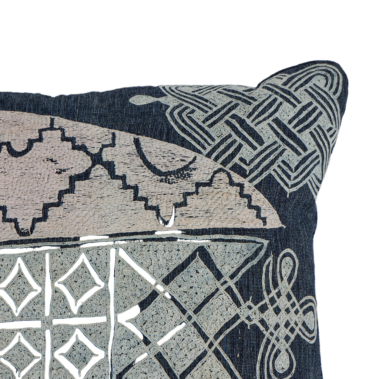African Embroidery <br />Pillow Indigo IV