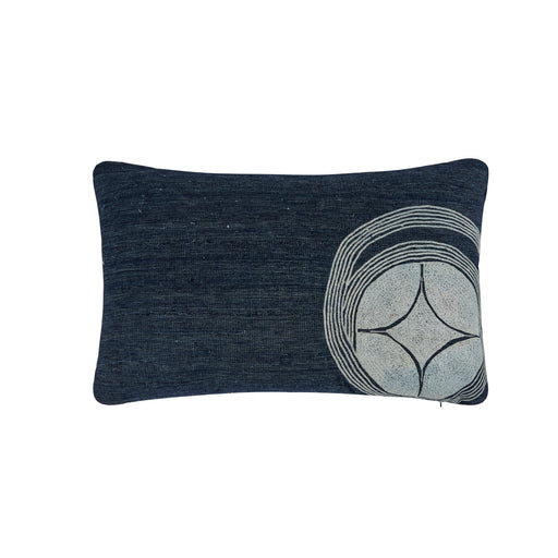 African Embroidery<br /> Pillow Indigo V