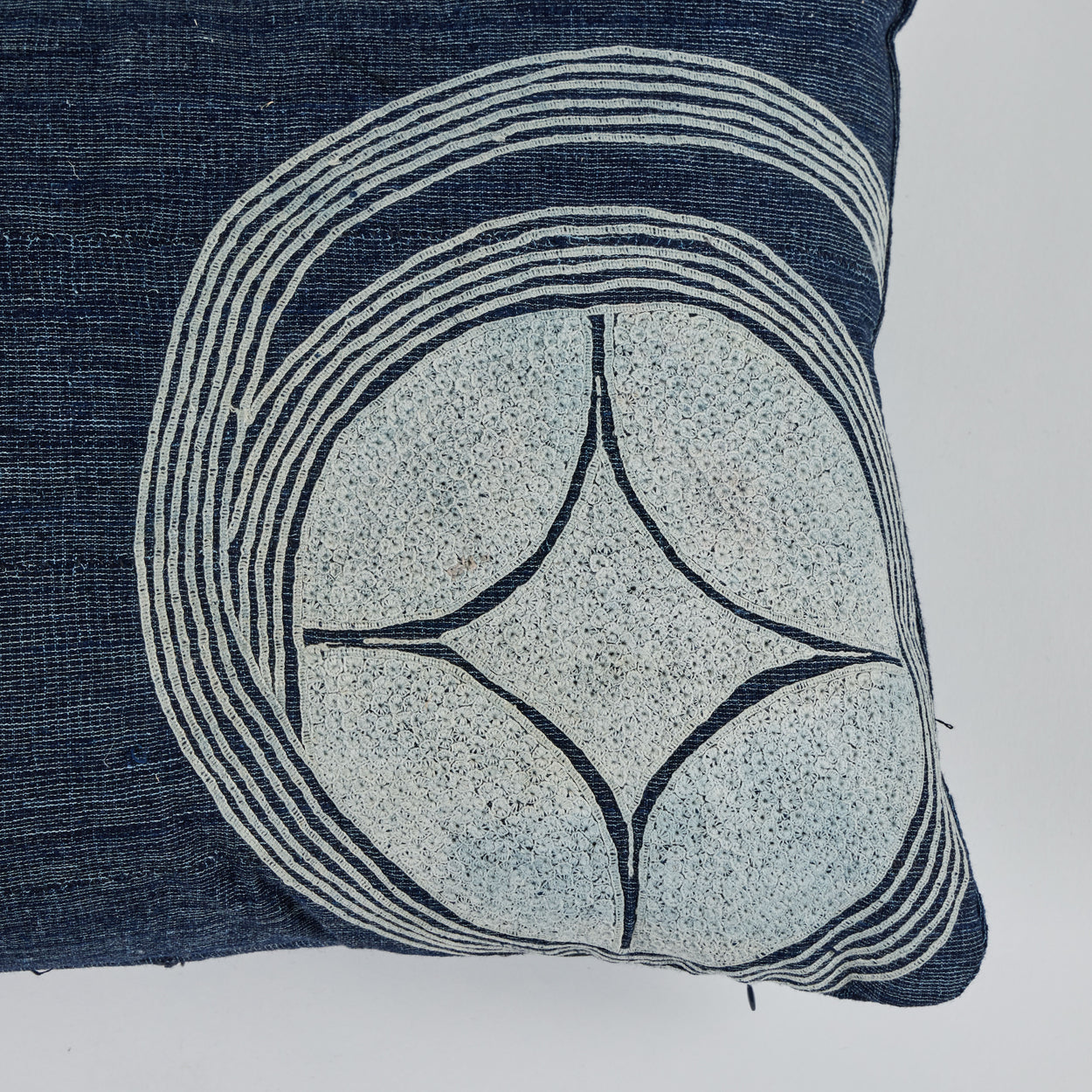 African Embroidery<br /> Pillow Indigo V