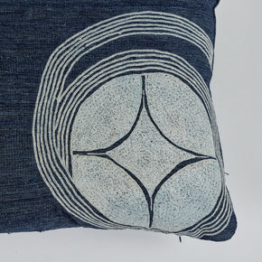 African Embroidery<br /> Pillow Indigo V
