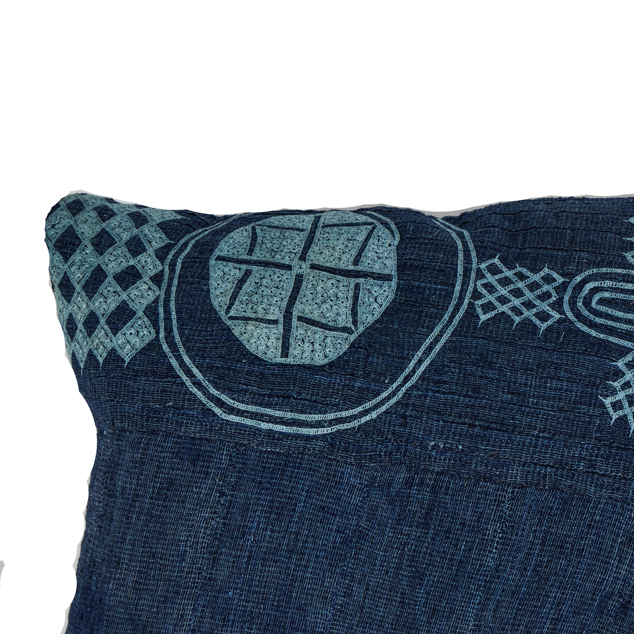 African Embroidery<br /> Pillow Indigo VI