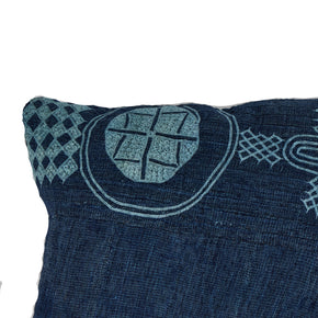 African Embroidery<br /> Pillow Indigo VI