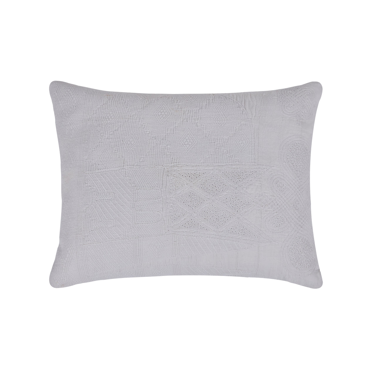 African Embroidery Pillow <br />White
