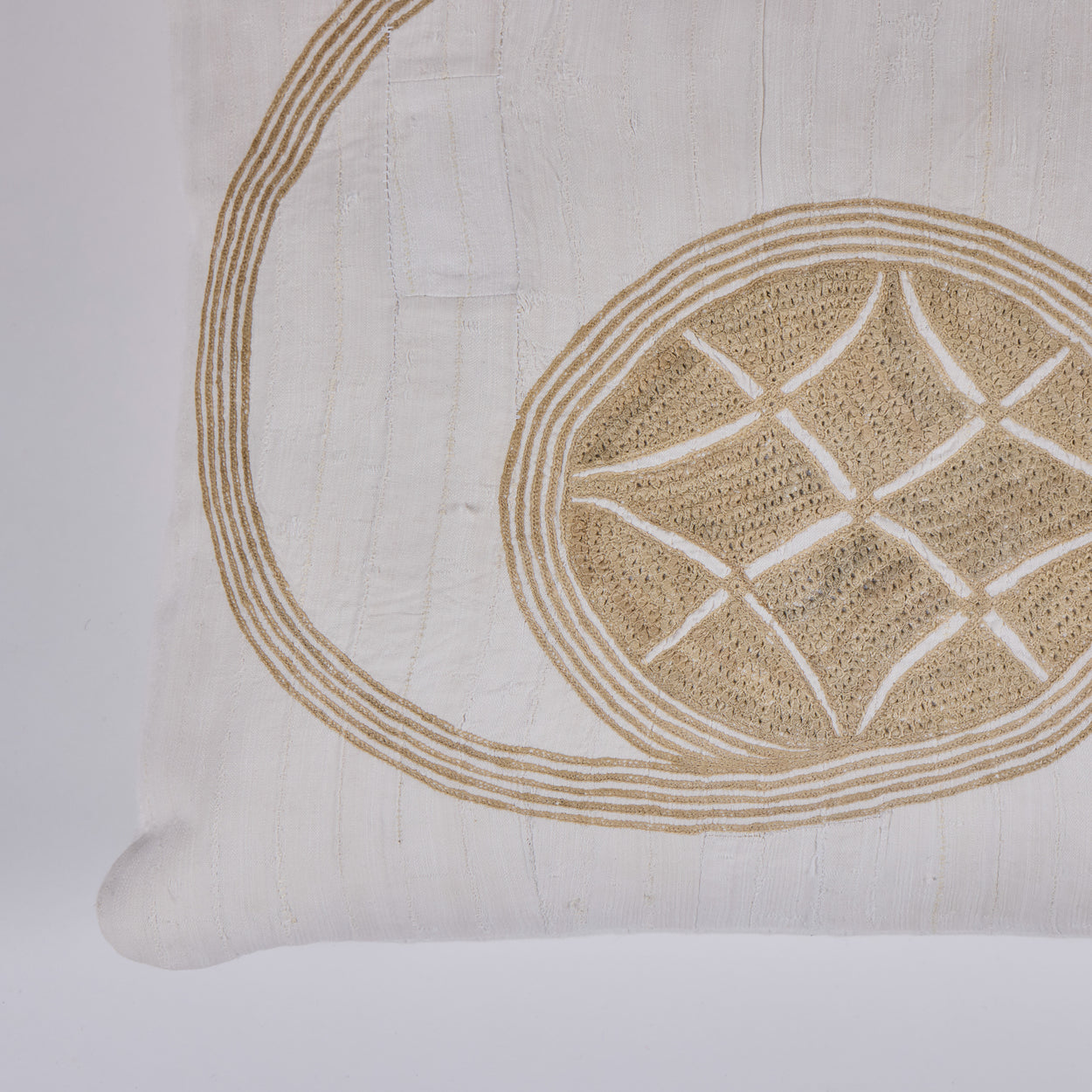 African Embroidery Pillow <br />Oatmeal I
