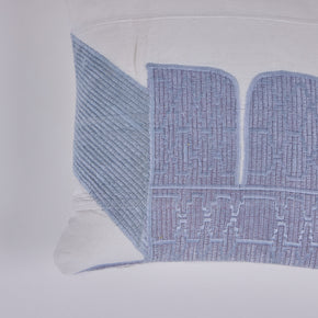 African Embroidery Pillow <br />Blue I